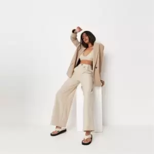 Image of Missguided Grandad Pleat Trousers - Cream