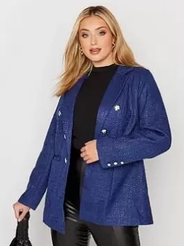 Image of Yours Boucle Blazer - Blue Size 24, Women