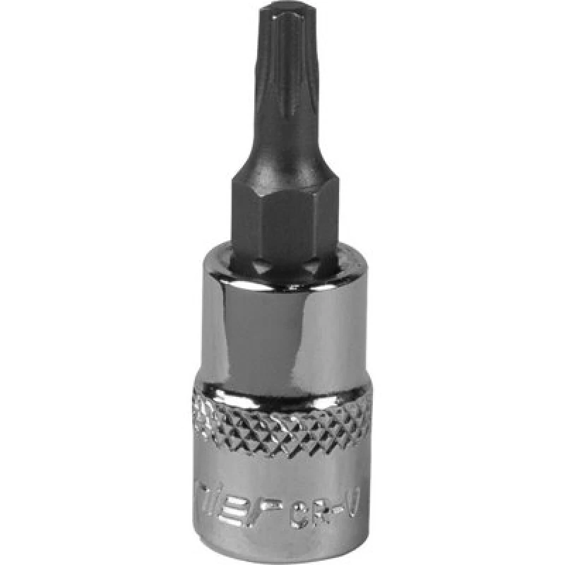 Image of Loops T20 TRX Star Socket Bit - 1/4" Square Drive - PREMIUM S2 Steel Head Knurled Grip Metallics