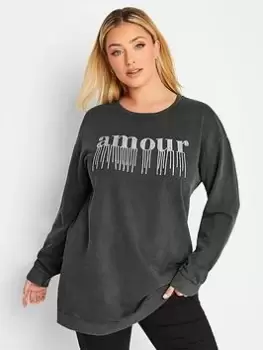 Image of Yours Embellished Sweatshirt - Grey, Size 30-32, Women