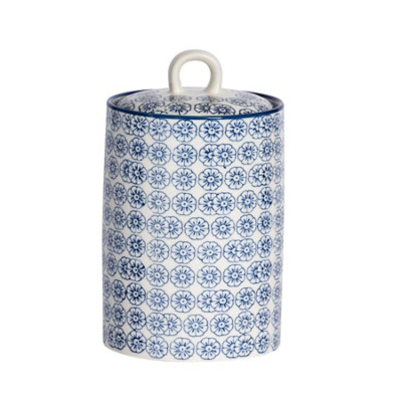 Image of Nicola Spring Hand-Printed Kitchen Canister - 1 Litre - Navy