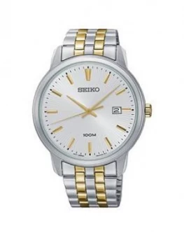 Image of Seiko Seiko Silver And Gold Detail Date Dial Two Tone Stainless Steel Bracelet Mens Watch