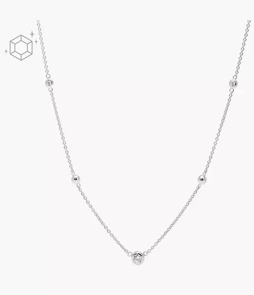 Image of Fossil Womens Glitz Sterling Silver Necklace Box Set - Sterling Silver