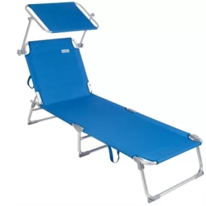 Image of Sun Lounger Ibiza Blue Aluminium with Sun Shade