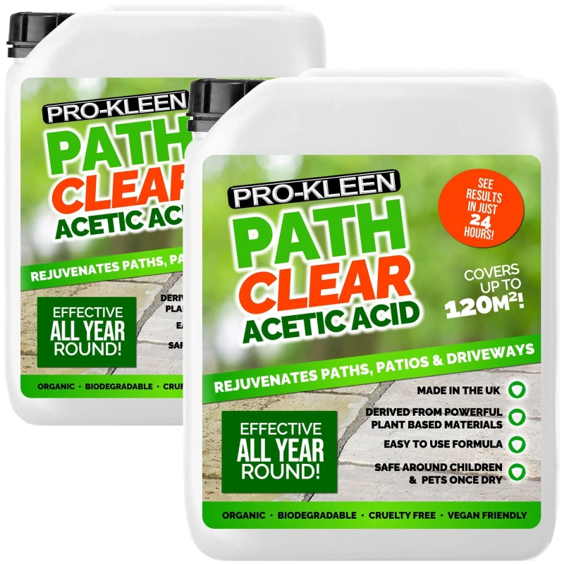 Image of ProKleen Path Cleaner Acetic Acid Concentrated 30% Glyphosate Free 2 x 5L Clear unisex