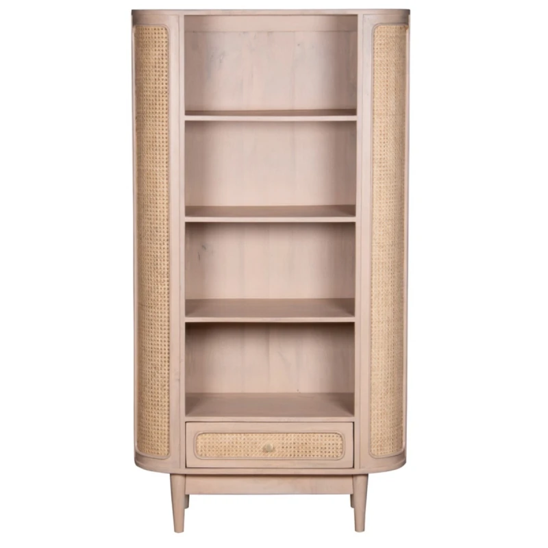 Image of Indian Hub Valencia Cane & Mango Wood Bookcase