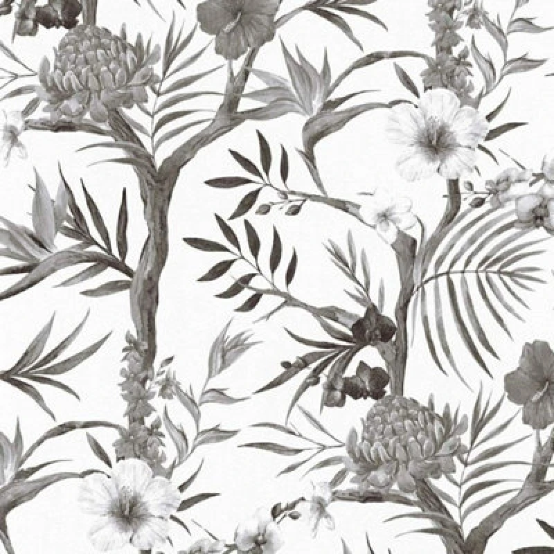 Image of A.S. Creation As Creation Tropical Flowers Wallpaper Monochromatic Floral Paste The Wall Vinyl