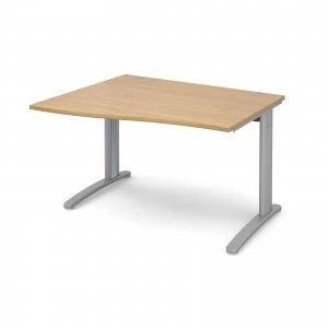 Image of TR10 Left Hand Wave Desk 1200mm - Silver Frame Oak Top