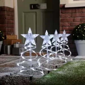 Image of Festive Set Of 4 Spiral Pathfinder Trees Cool White