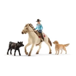 Image of SCHLEICH Farm World Western Riding Toy Figure Set