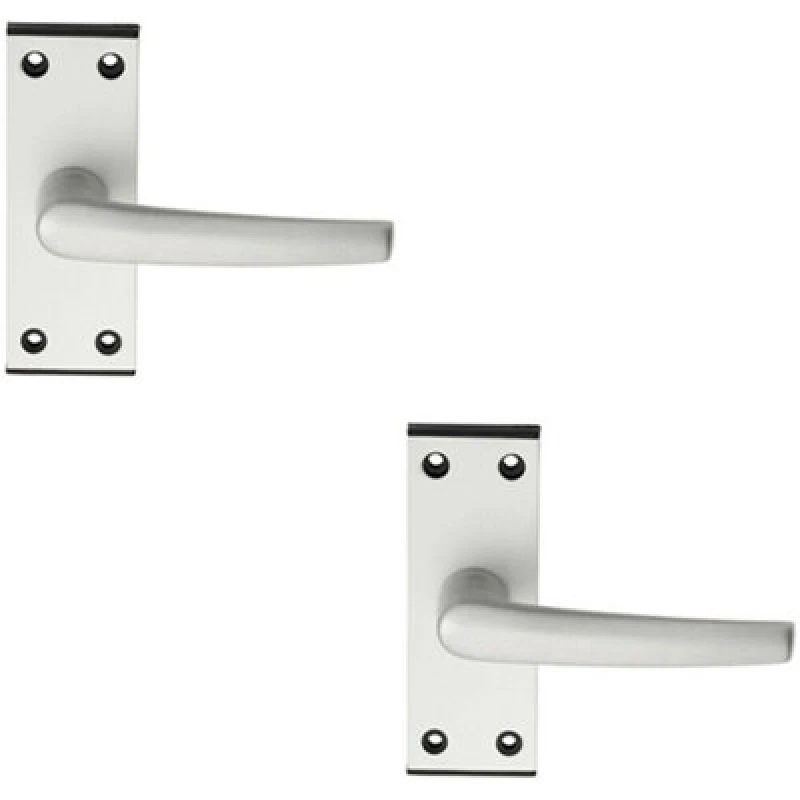 Image of Loops 2x PAIR Straight Lever on Latch Backplate Door Handle 102 x 38mm Satin Aluminium Multi