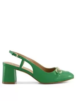 Image of Dune London Cassie Snaffle Open Court - Green Leather, Green, Size 7, Women