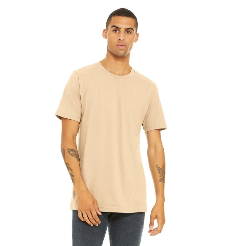 Image of Bella + Canvas Mens Jersey Short-Sleeved T-Shirt in Cream Size: Small Cream Male S