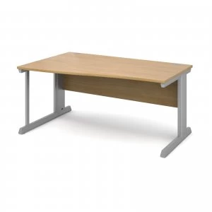 Image of Vivo Left Hand Wave Desk 1600mm - Silver Frame Oak Top