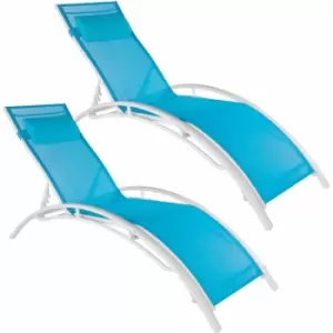 Image of Tectake Set Of 2 Alina Sun Loungers Blue
