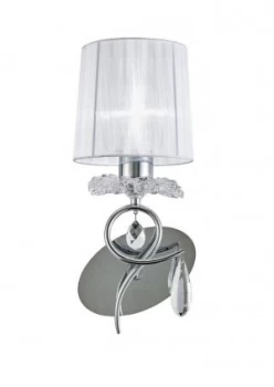 Image of Wall Lamp 1 Light E27 with White Shade Polished Chrome, Clear Crystal