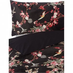 Image of Biba Erica Blossom Velvet Pillowcase Pair - Black