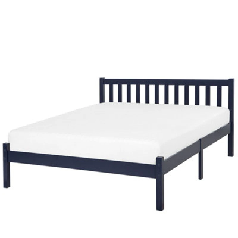 Image of Beliani Bed Pine Wood Florac 140 X 200 Cm (Eu Double) Navy Blue