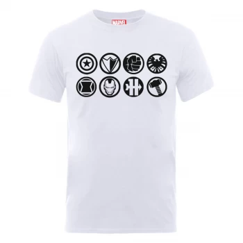Image of Marvel Avengers Assemble Team Icons T-Shirt - White - S