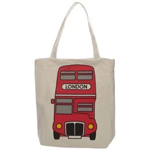 Image of London Bus Cotton Bag with Zip and Lining