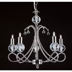 Image of Chandelier without lampshades Novara Nickel 5 bulbs 40cm