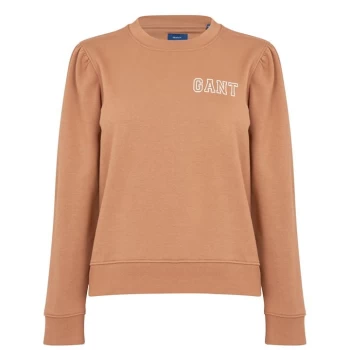 Image of Gant Graphic Puff Sleeve Crew Neck Sweatshirt - Brown