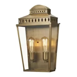 Image of Outdoor IP44 Twin Wall Light Aged Brass LED E27 100W d01942