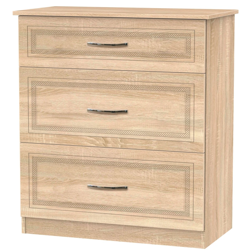 Image of Stafford 3 Drawer Deep Chest In Bardolino Oak (Ready Assembled)