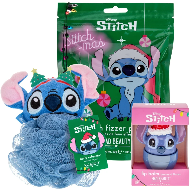 Image of Disney Stitch Stitch Christmas Bath Set- Exfoliator Bath Fizzer Multi female 1