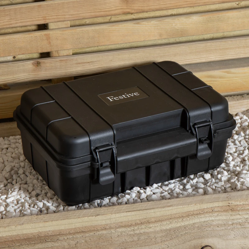 Image of 34cm x 21cm Large Black Outdoor Weatherproof Connection Box with Extension Cable