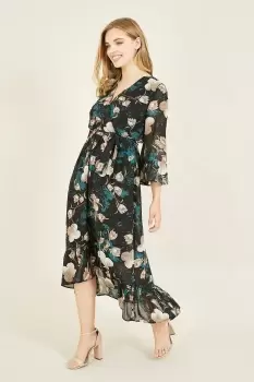 Image of Floral Dipped Hem 'Cora' Midi Dress
