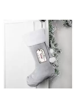 Image of The Personalised Memento Company Personalised Christmas Tag Grey Stocking