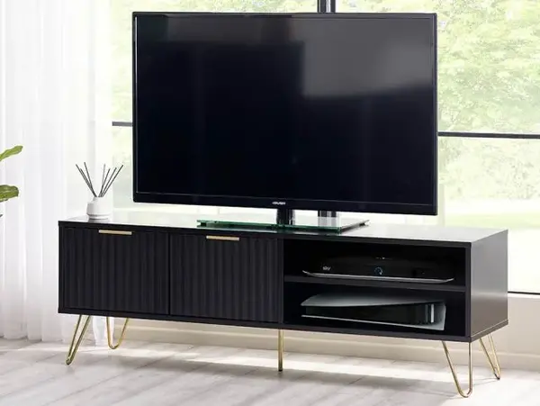 Image of Julian Bowen Murano Black and Gold 2 Door TV Cabinet
