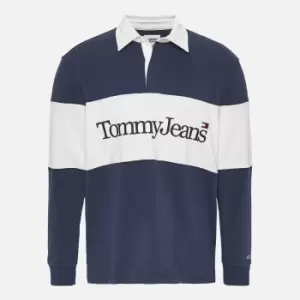 Image of Tommy Jeans Mens Serif Linear Rugby Top - Twlight Navy - M