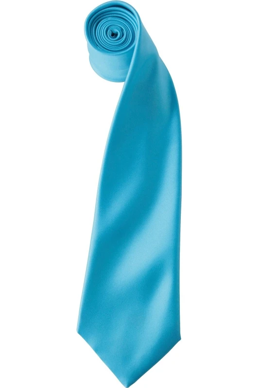 Image of Premier Premier Men Plain Satin Tie (Narrow Blade) in Turquoise Turquoise One Size Male 5055805451880