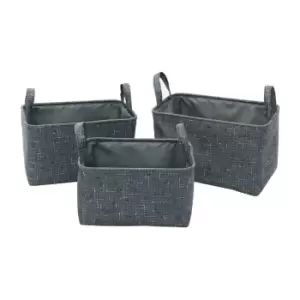 Image of JVL Shadow Rectangular Fabric Storage Baskets With Handles Set Of 3