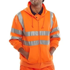 Image of BSeen Sweatshirt Hooded Hi Vis Polyester Pockets M Orange Ref