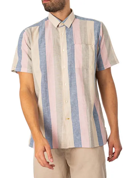 Image of Barbour Portwell Summer Fit Short Sleeved Shirt Olive XXL