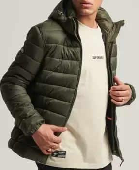 Image of Superdry Mens Classic Fuji Puffer Jacket Green / Dark Moss - Size: S