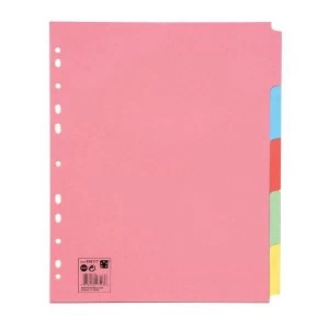 Image of 5 Star Subject Dividers Multipunched Manilla Board 5-Part Extra Wide A4 Assorted