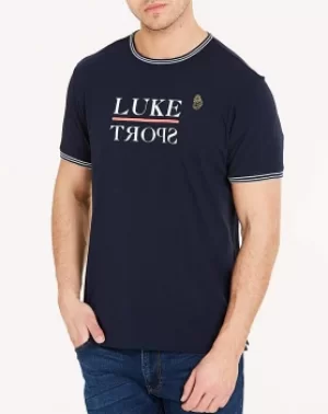 Image of Luke Sport Navy Ibra Printed T-Shirt