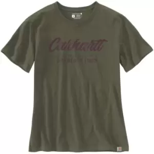 Image of Carhartt Crafted Graphic Ladies T-Shirt, green, Size XS for Women, green, Size XS for Women