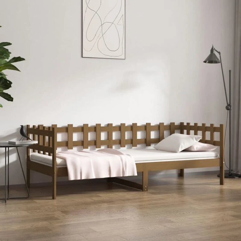 Image of JINLEFU Day Bed without Mattress Honey Brown 90x200cm Solid Wood Pine vidaXL JRVDZX-820759_DE