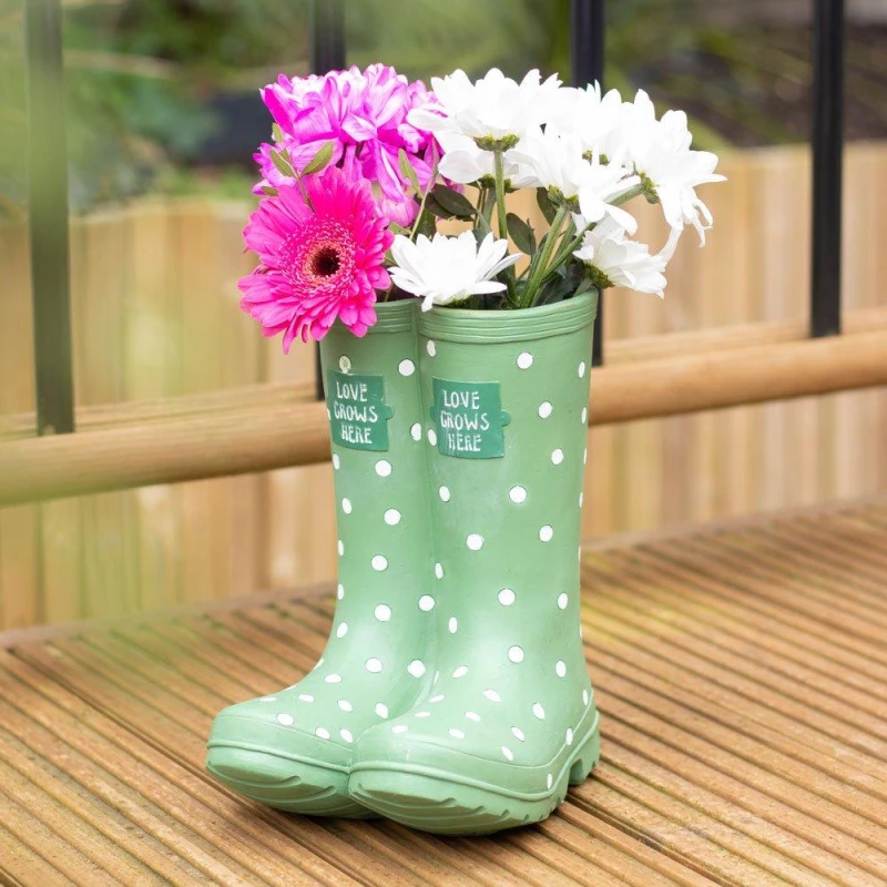 Image of Something Different Light Green Welly Boot Planter Plant Pots One Size Green 38189015000