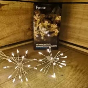 Image of Festive Christmas 10 Warm White LED Twinkling Starburst Lights