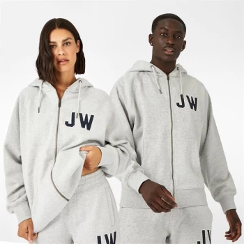 Image of Jack Wills Unisex Varsity Zip Hoodie - Grey Marl