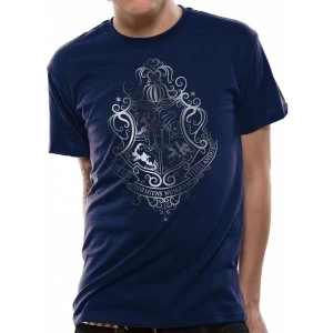 Image of Harry Potter - Silver Foil Crest Mens Medium T-Shirt - Blue