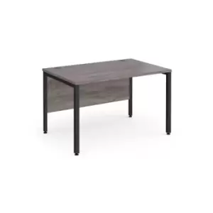 Image of Maestro 25 straight desk 1200mm x 800mm - Black bench leg frame and grey oak top