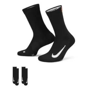 Image of Nike Multiplier Cushioned Tennis Crew Socks (2 Pairs) - Black