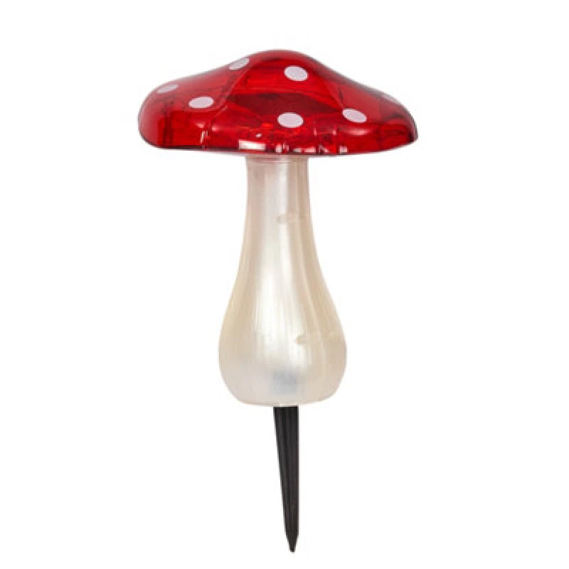 Image of Smart Solar Red & White Mega Mushroom Solar-Powered 1Lm LED Outdoor Stake Light